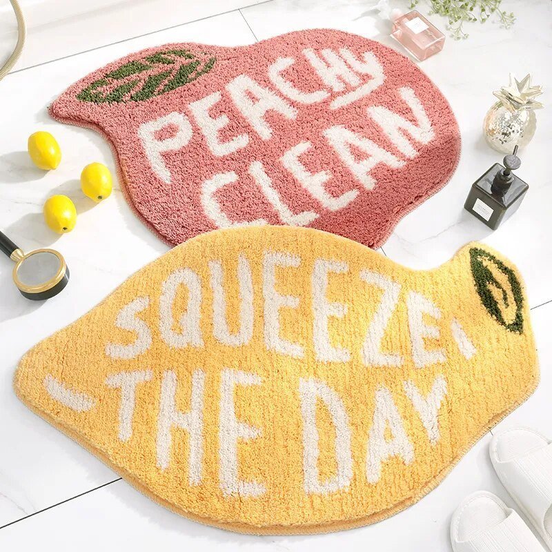 Peach & Lemon Shaped Absorbent Bathroom Mats - The House Of BLOC