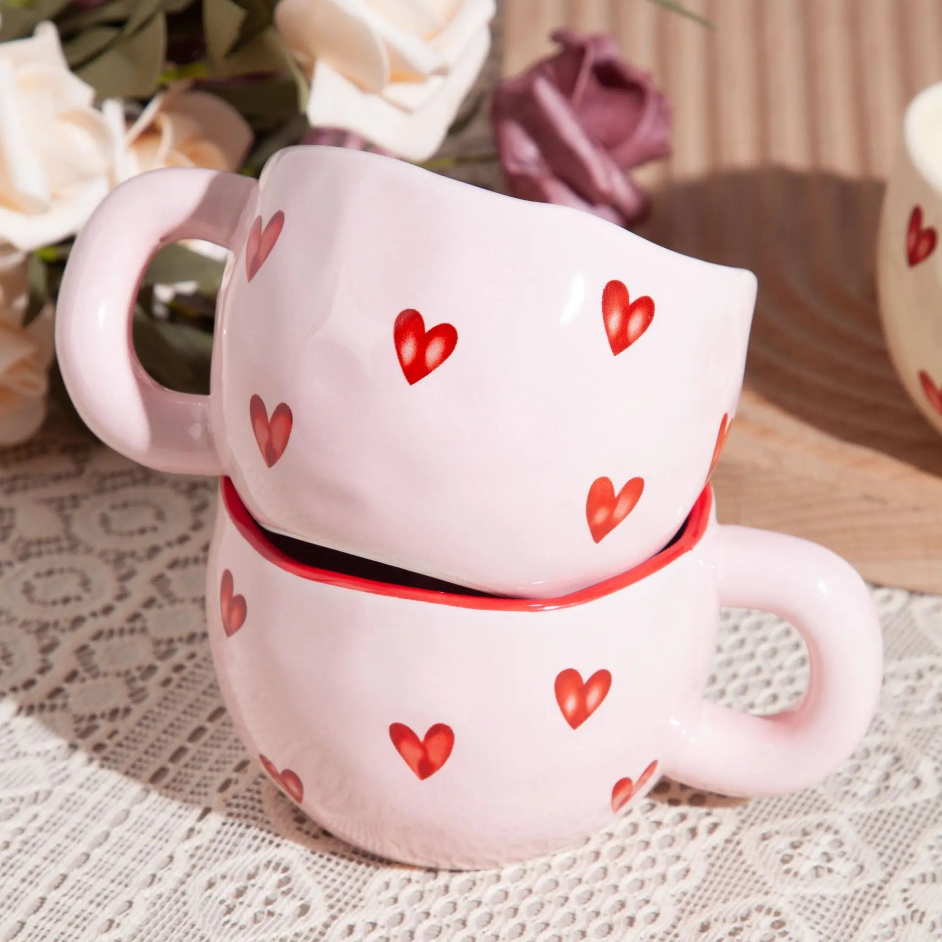 Pink Love Heart Ceramic Coffee Mug - The House Of BLOC