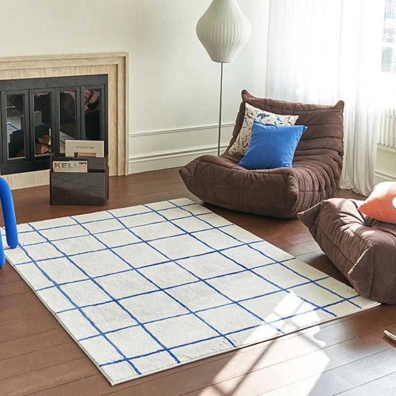Plush Checked Pattern Living Room Rug - The House Of BLOC