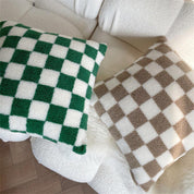 Plush Fleece Chequerboard Cushion - The House Of BLOC