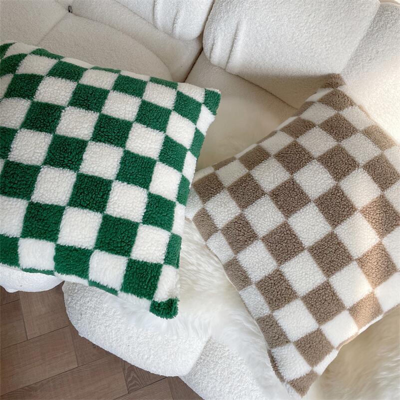 Plush Fleece Chequerboard Cushion - The House Of BLOC