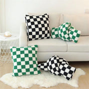 Plush Fleece Chequerboard Cushion - The House Of BLOC