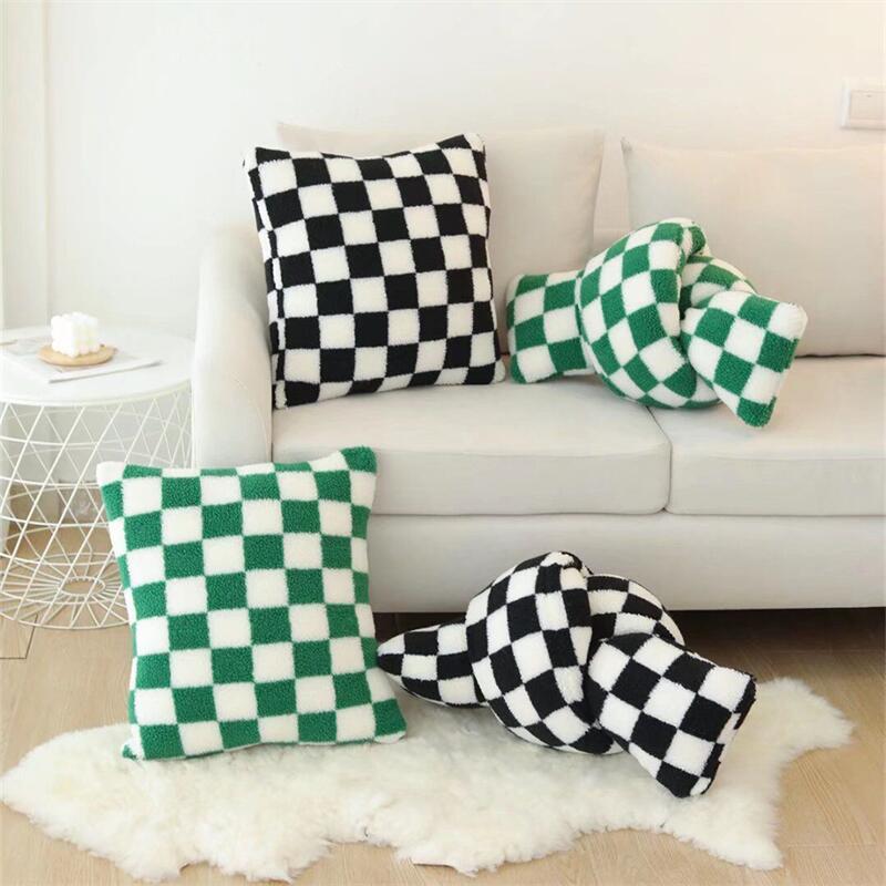 Plush Fleece Chequerboard Cushion - The House Of BLOC