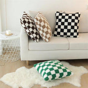 Plush Fleece Chequerboard Cushion - The House Of BLOC