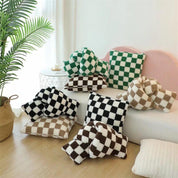 Plush Fleece Chequerboard Cushion - The House Of BLOC