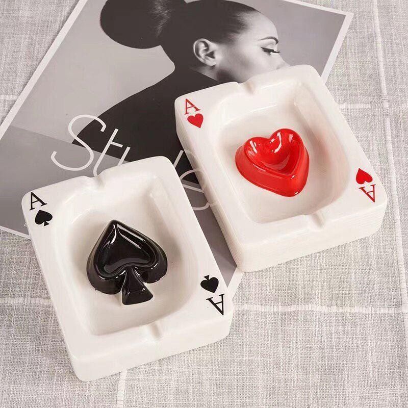 Poker Red Heart Ceramic Ashtray - The House Of BLOC