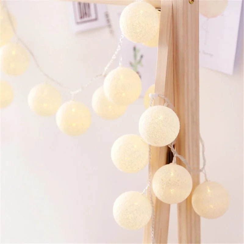 Pretty Pastel Cotton Ball Fairy Lights Garland - The House Of BLOC