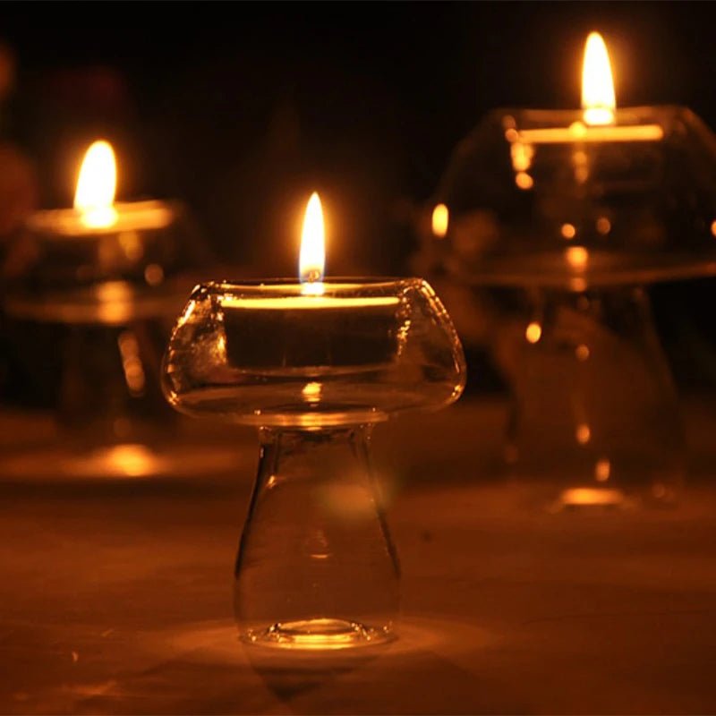 Quirky Glass Mushroom Shape Candle Holder - The House Of BLOC