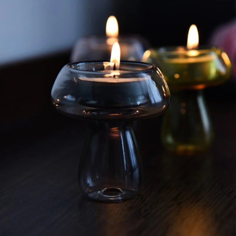 Quirky Glass Mushroom Shape Candle Holder - The House Of BLOC