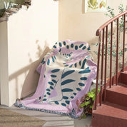 Quirky Pink Cat Design Sofa Blanket - The House Of BLOC