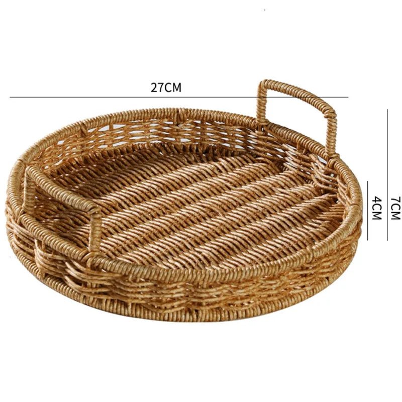 Rattan Style Storage Tray With Handle - The House Of BLOC
