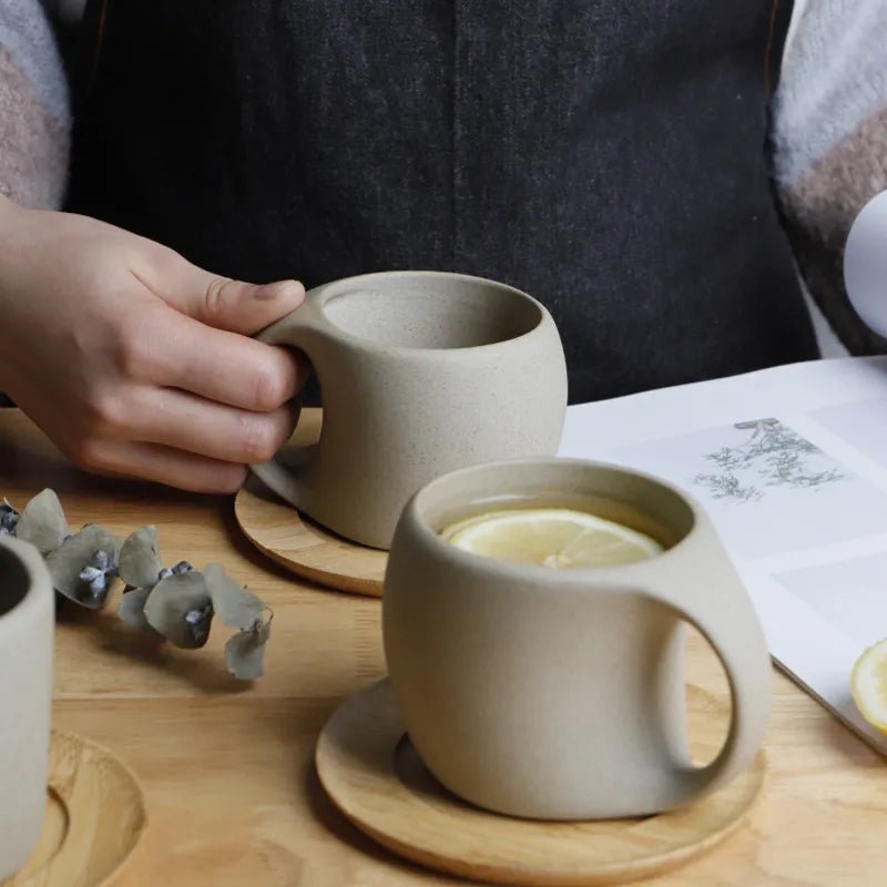 Retro Ceramic Stoneware Coffee Mug & Saucer Set - The House Of BLOC