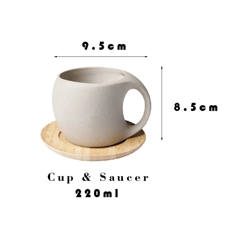 Retro Ceramic Stoneware Coffee Mug & Saucer Set - The House Of BLOC