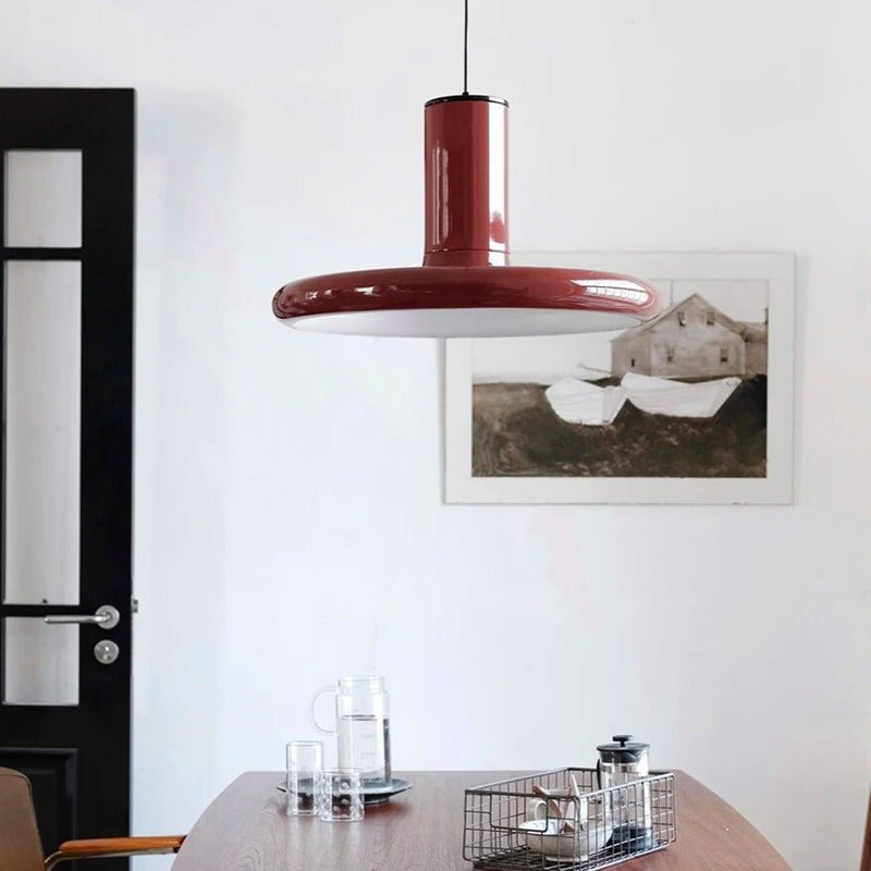 Retro Style Dark Red Saucer Pendant Light - The House Of BLOC