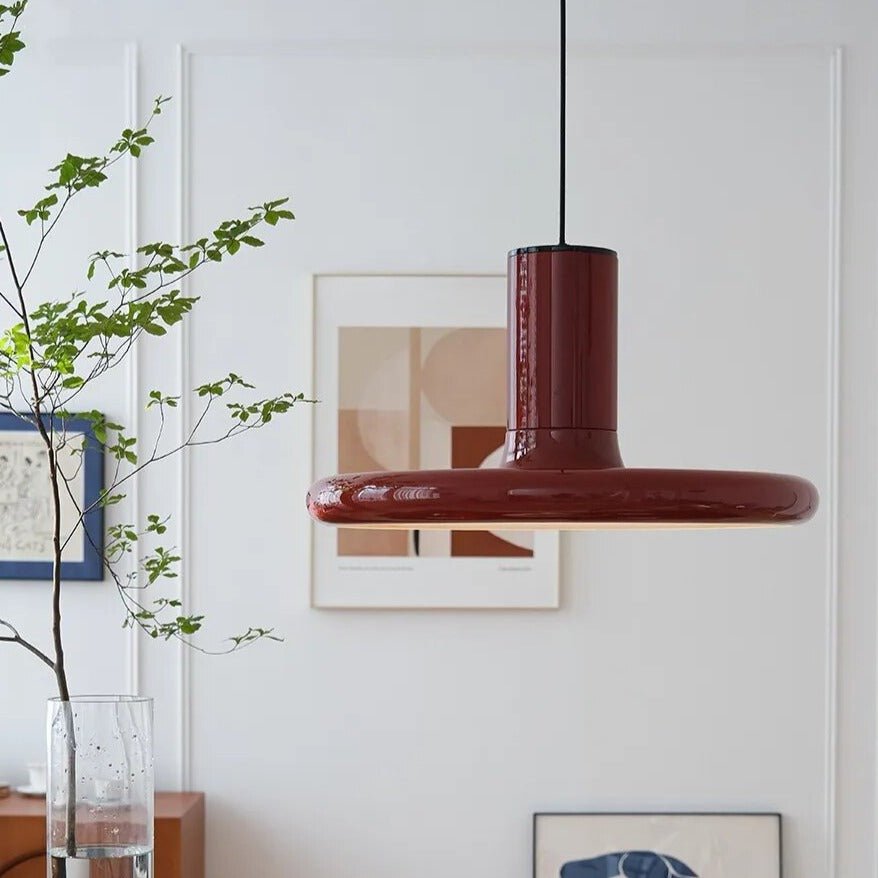 Retro Style Dark Red Saucer Pendant Light - The House Of BLOC