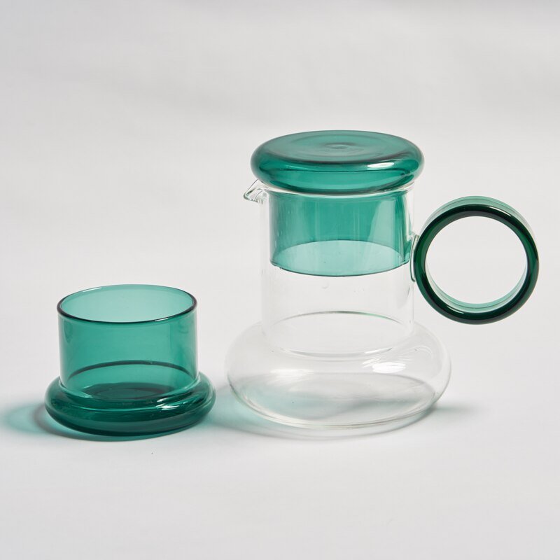 Retro Style Glass Pitcher with Lid & Matching Cup - The House Of BLOC