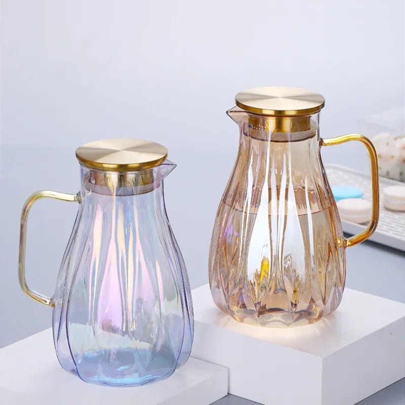 Retro Style Glass Water Jug & Matching Cups Set - The House Of BLOC