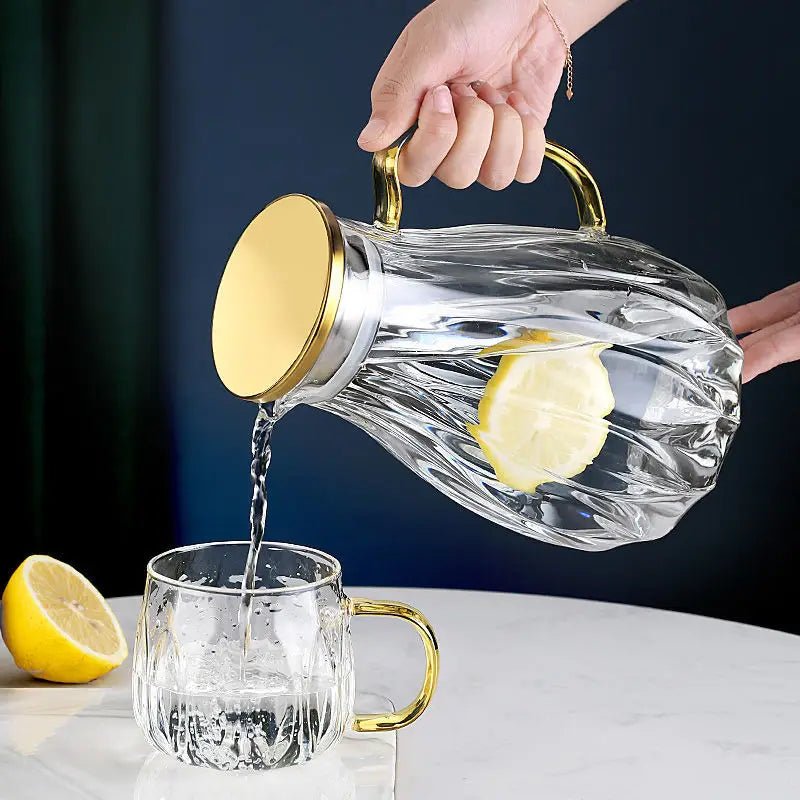 Retro Style Glass Water Jug & Matching Cups Set - The House Of BLOC