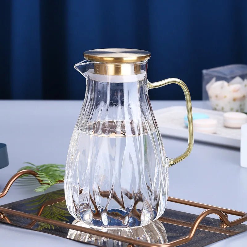 Retro Style Glass Water Jug & Matching Cups Set - The House Of BLOC