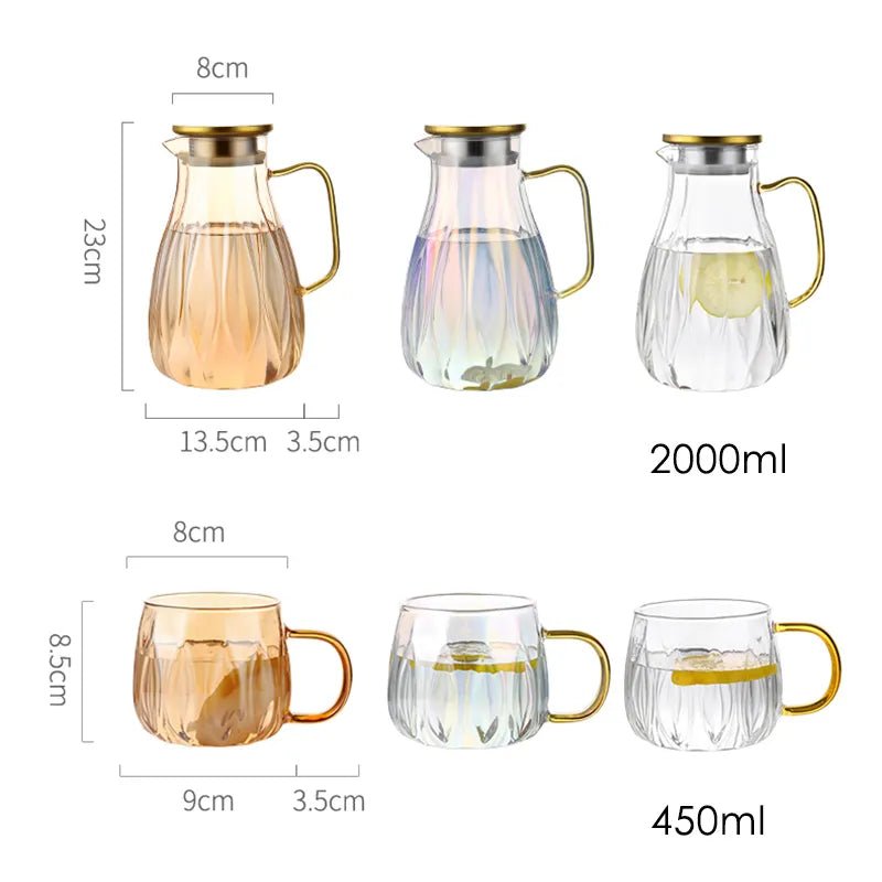 Retro Style Glass Water Jug & Matching Cups Set - The House Of BLOC