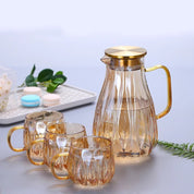 Retro Style Glass Water Jug & Matching Cups Set - The House Of BLOC