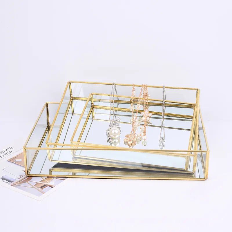 Retro Style Gold & Glass Jewellery Tray - The House Of BLOC