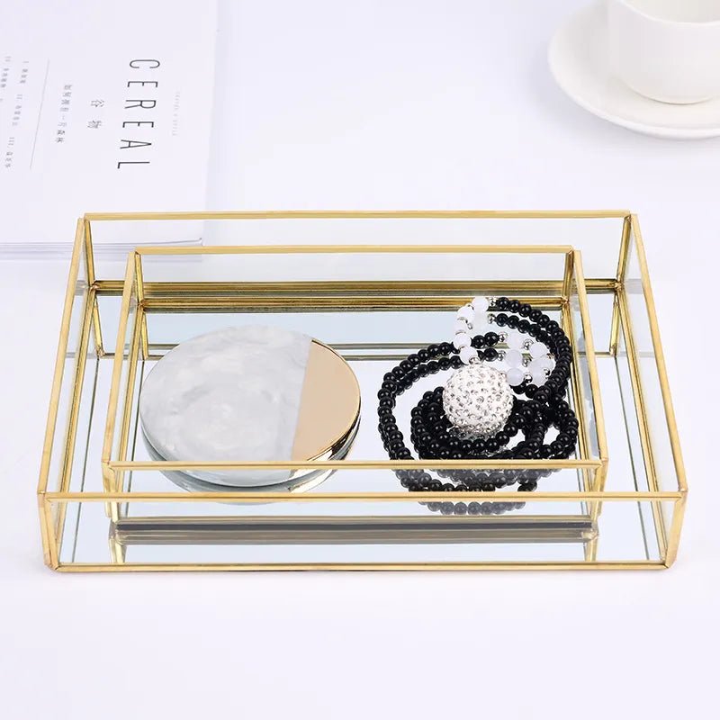 Retro Style Gold & Glass Jewellery Tray - The House Of BLOC