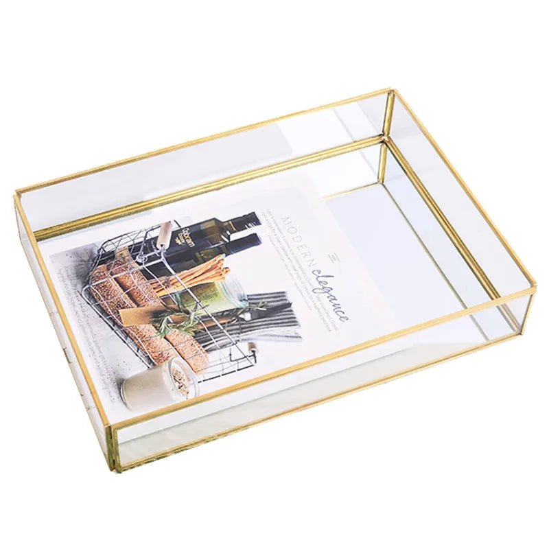 Retro Style Gold & Glass Jewellery Tray - The House Of BLOC