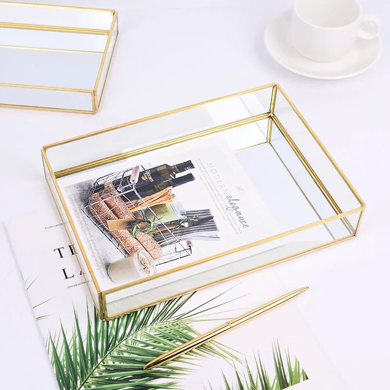 Retro Style Gold & Glass Jewellery Tray - The House Of BLOC