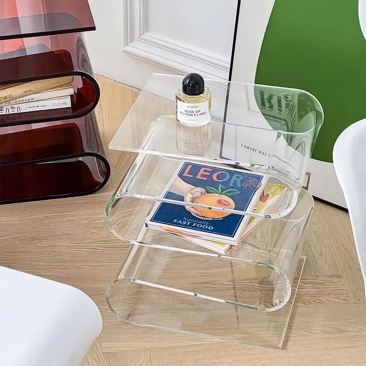 Retro Transparent Living Room Side Table - The House Of BLOC