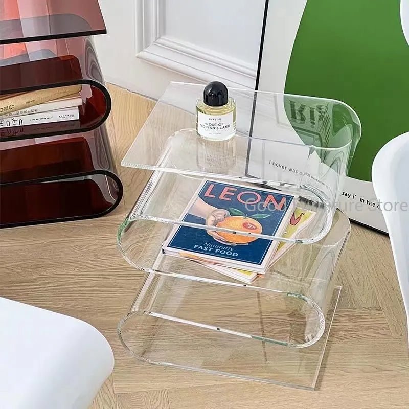 Retro Transparent Living Room Side Table - The House Of BLOC