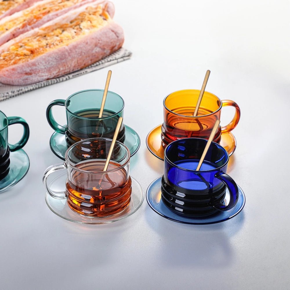 Ribbed Bottom Solid Colour Glass Mug - The House Of BLOC