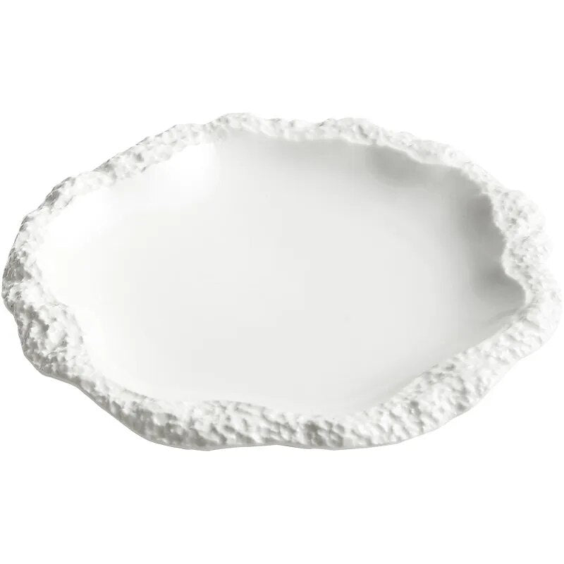 Rock Pattern Edged Ceramic Serving Plate - The House Of BLOC