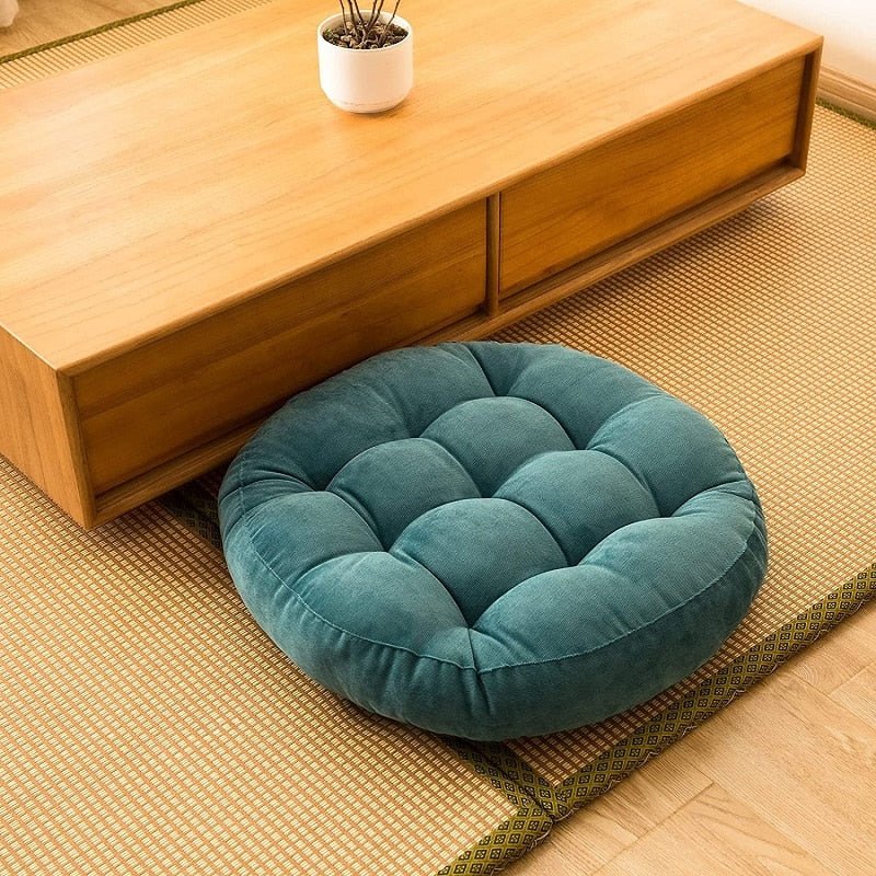 Round Corduroy Solid Tufted Thick Cushion - The House Of BLOC