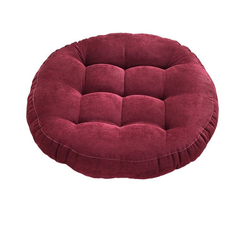 Round Corduroy Solid Tufted Thick Cushion - The House Of BLOC