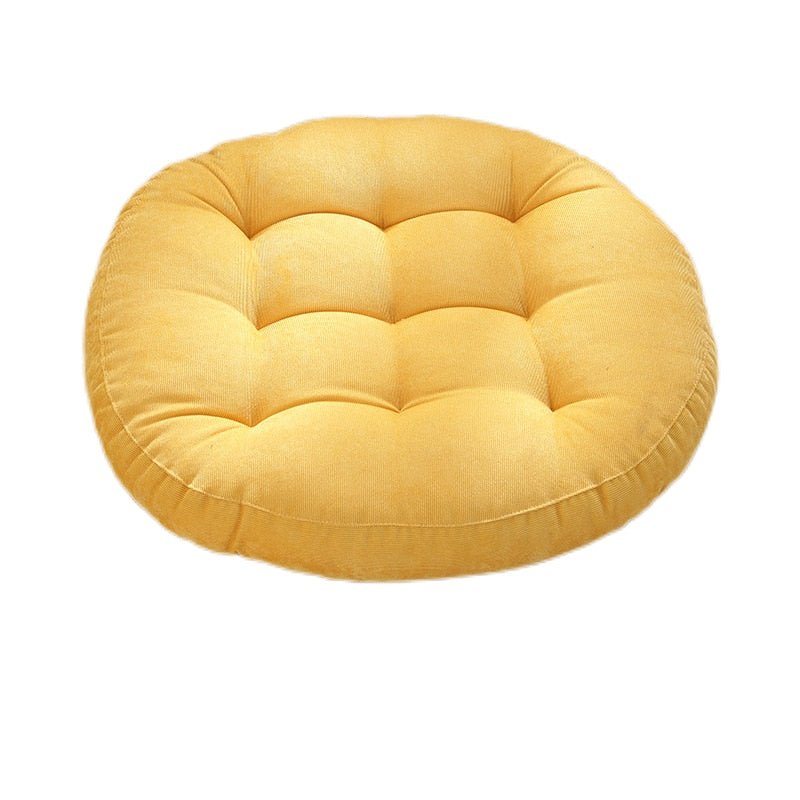 Round Corduroy Solid Tufted Thick Cushion - The House Of BLOC