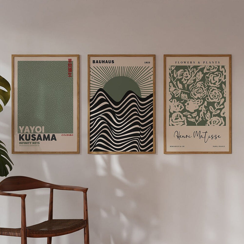 Sage Green Matisse Yayoi Kusama Exhibition Posters - The House Of BLOC