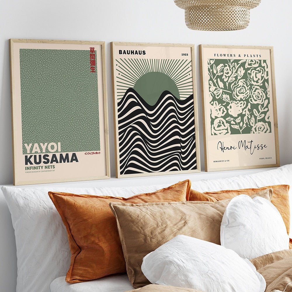 Sage Green Matisse Yayoi Kusama Exhibition Posters - The House Of BLOC