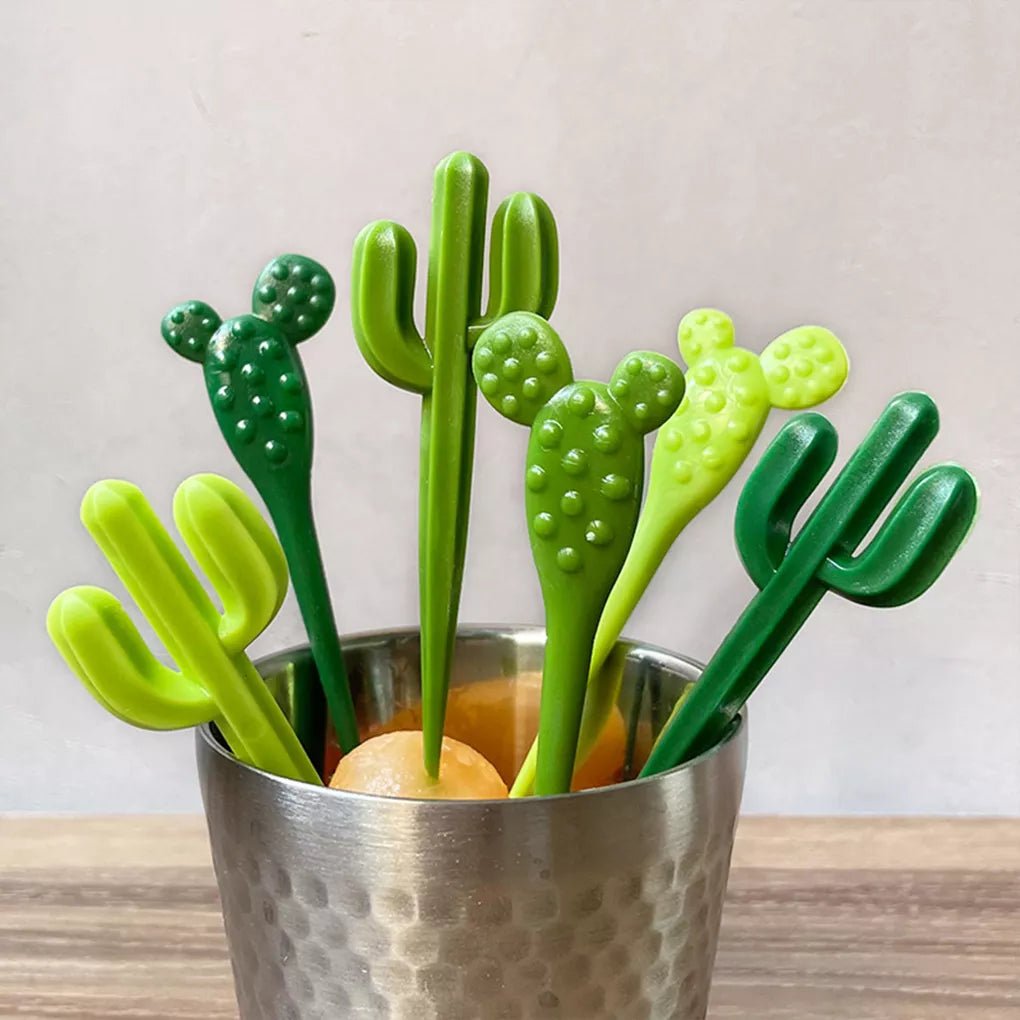 Set Of Six Green 'Cactus' Dessert Forks - The House Of BLOC