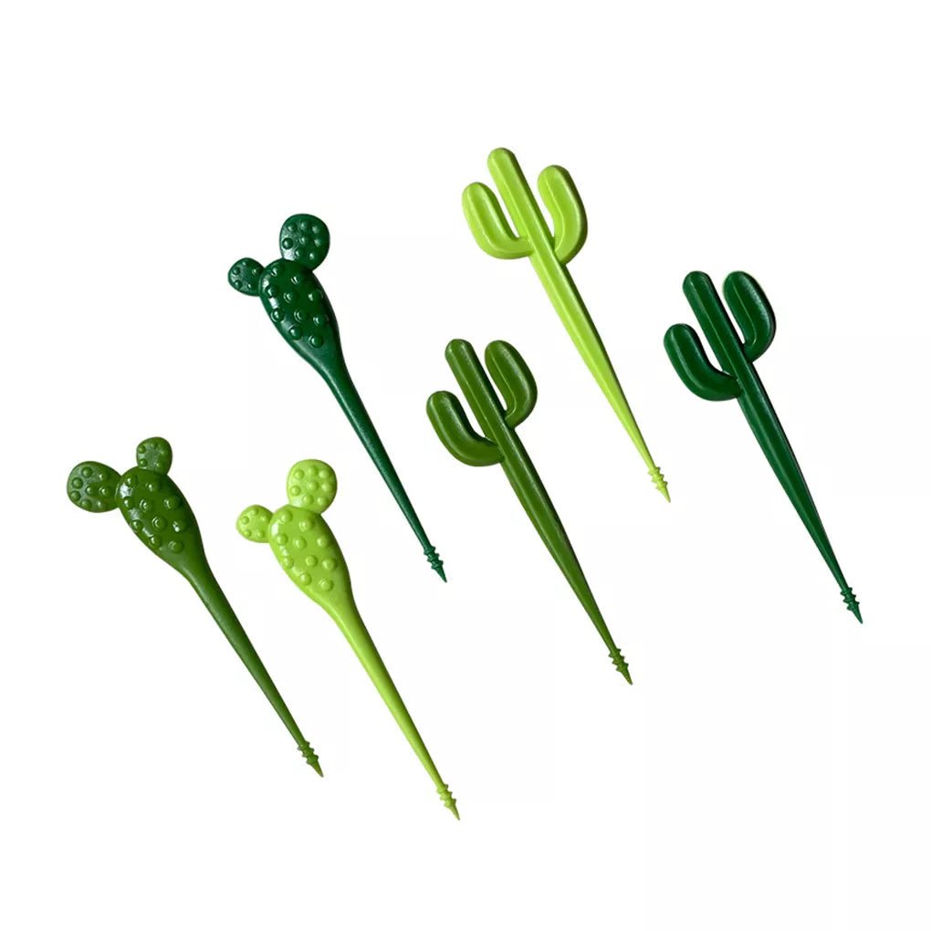 Set Of Six Green 'Cactus' Dessert Forks - The House Of BLOC