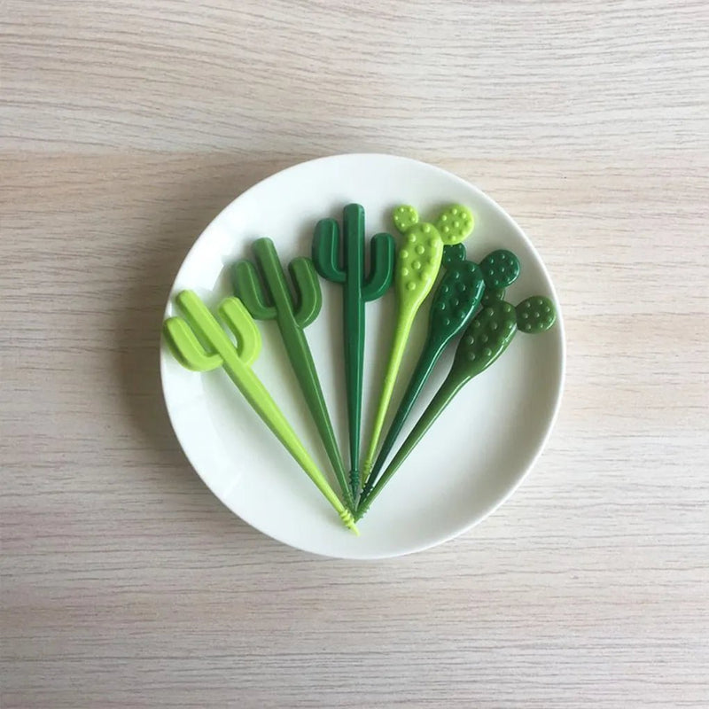 Set Of Six Green 'Cactus' Dessert Forks - The House Of BLOC