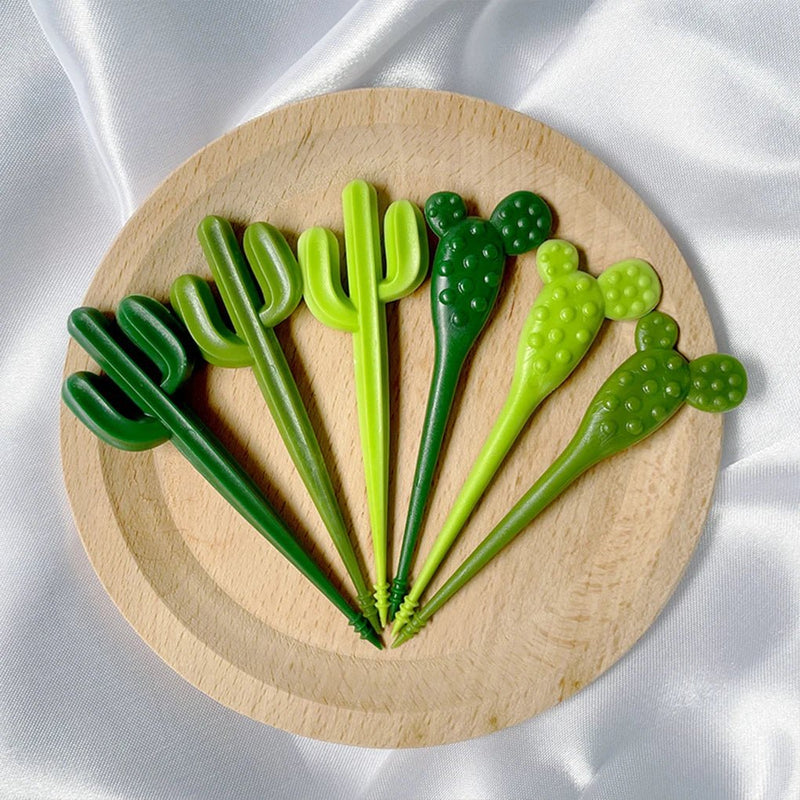 Set Of Six Green 'Cactus' Dessert Forks - The House Of BLOC