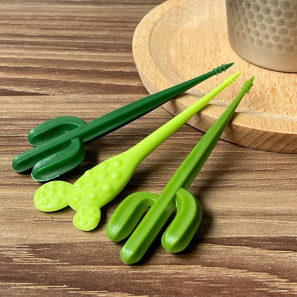 Set Of Six Green 'Cactus' Dessert Forks - The House Of BLOC