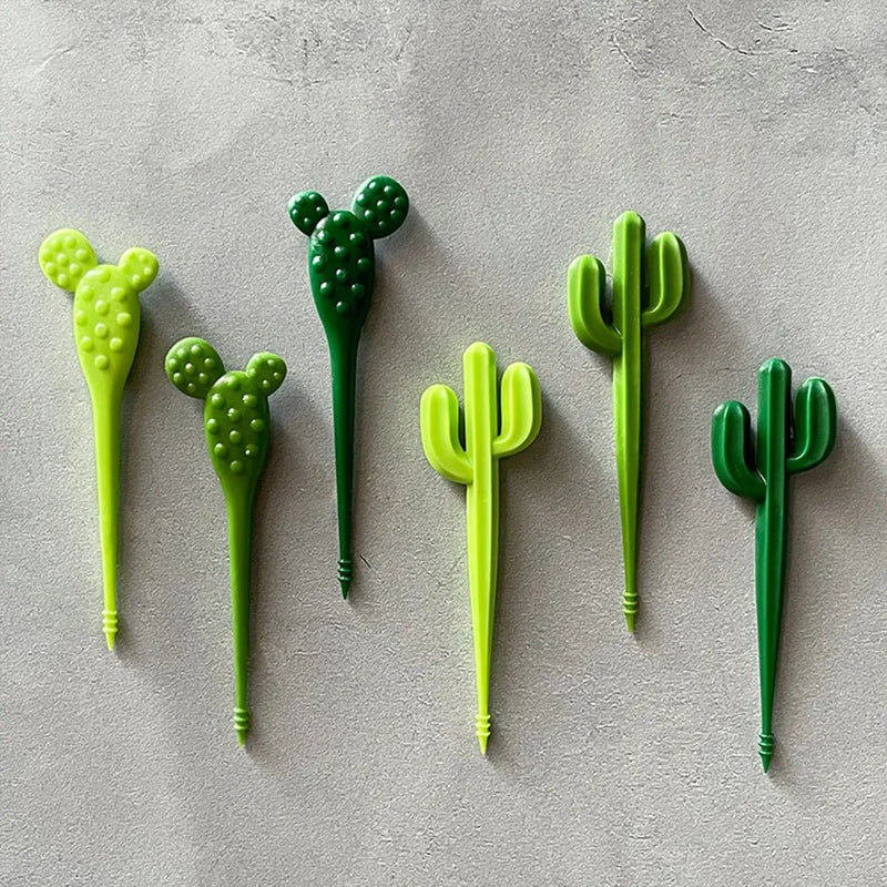 Set Of Six Green 'Cactus' Dessert Forks - The House Of BLOC