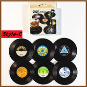 Six Piece Retro Style Vinyl Record Coaster Set - The House Of BLOC