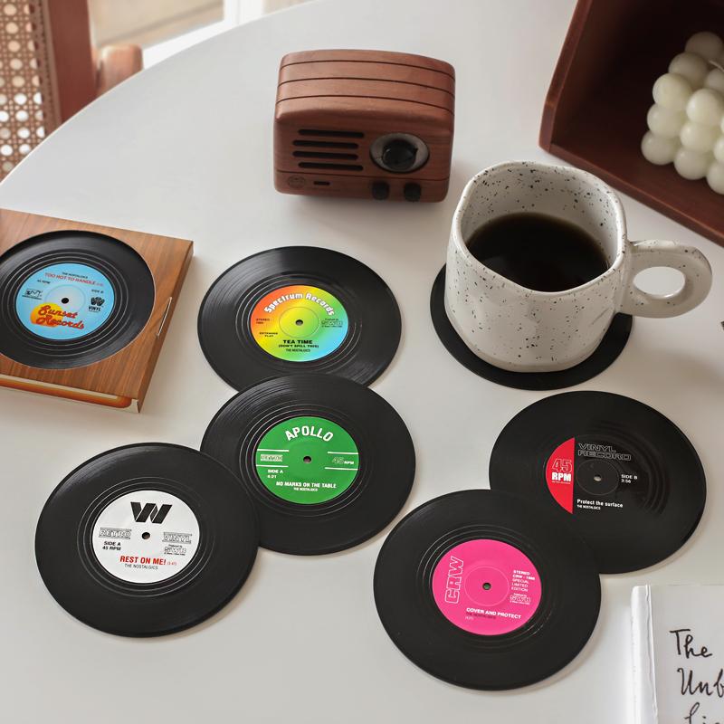 Six Piece Retro Style Vinyl Record Coaster Set - The House Of BLOC