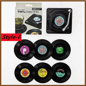 Six Piece Retro Style Vinyl Record Coaster Set - The House Of BLOC
