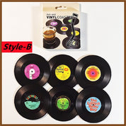 Six Piece Retro Style Vinyl Record Coaster Set - The House Of BLOC