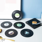 Six Piece Retro Style Vinyl Record Coaster Set - The House Of BLOC