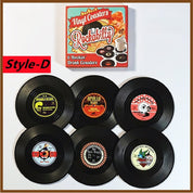 Six Piece Retro Style Vinyl Record Coaster Set - The House Of BLOC